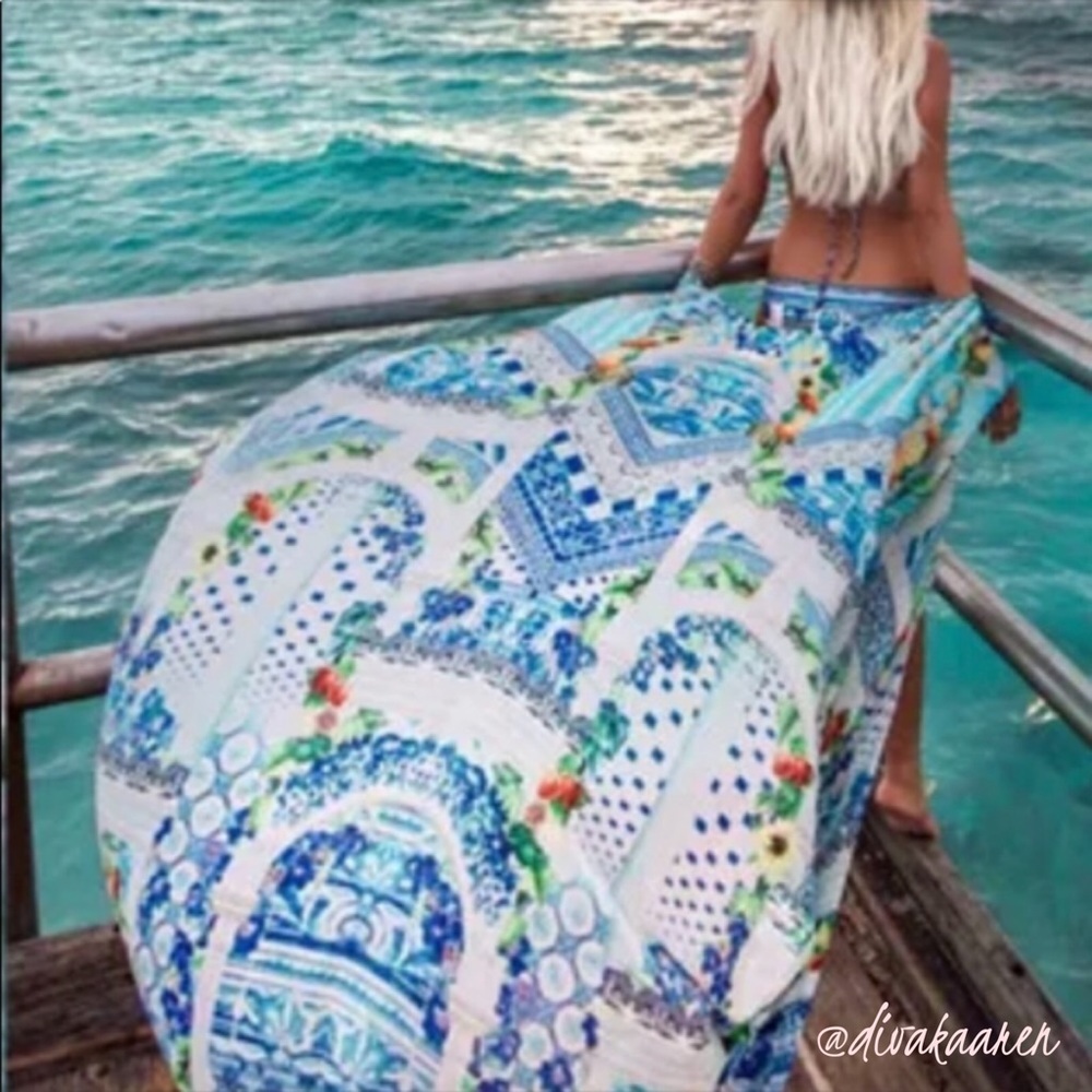 Ciao Bella Maxi Kimono Coverup Duster Swim Blue - Picture 6 of 8